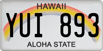 HI license plate YUI893