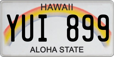 HI license plate YUI899