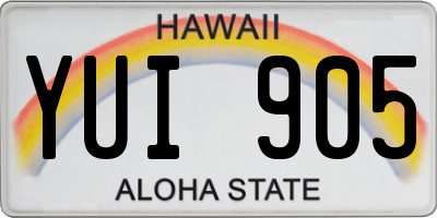 HI license plate YUI905