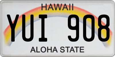 HI license plate YUI908