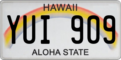 HI license plate YUI909