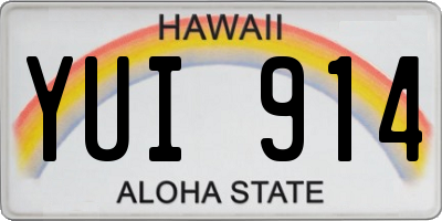 HI license plate YUI914