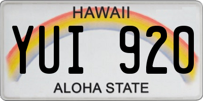 HI license plate YUI920