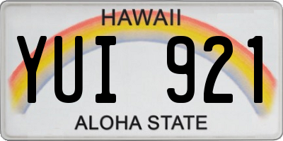 HI license plate YUI921
