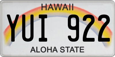 HI license plate YUI922