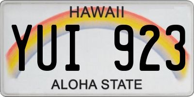 HI license plate YUI923