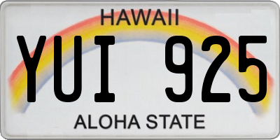 HI license plate YUI925