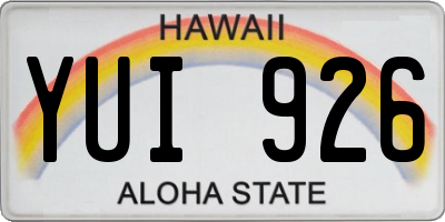 HI license plate YUI926