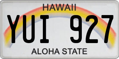 HI license plate YUI927