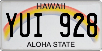 HI license plate YUI928