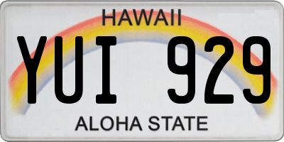 HI license plate YUI929