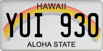 HI license plate YUI930