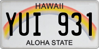 HI license plate YUI931