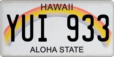 HI license plate YUI933