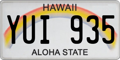 HI license plate YUI935