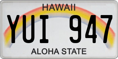 HI license plate YUI947