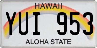 HI license plate YUI953