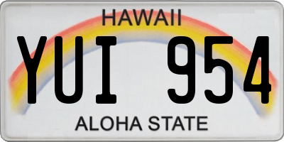 HI license plate YUI954