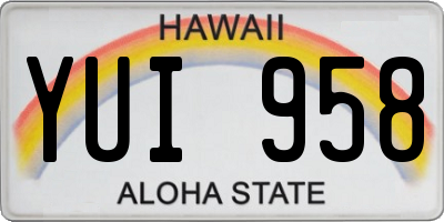 HI license plate YUI958