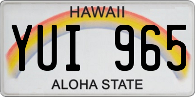 HI license plate YUI965