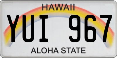 HI license plate YUI967
