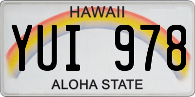 HI license plate YUI978