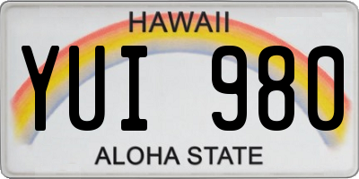 HI license plate YUI980