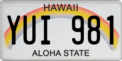 HI license plate YUI981