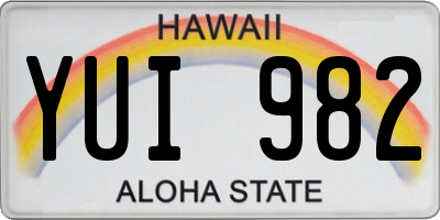 HI license plate YUI982