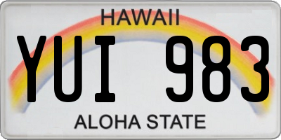 HI license plate YUI983