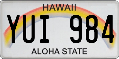 HI license plate YUI984