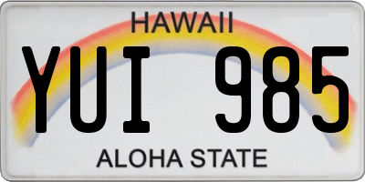 HI license plate YUI985