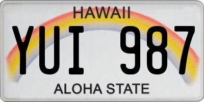 HI license plate YUI987