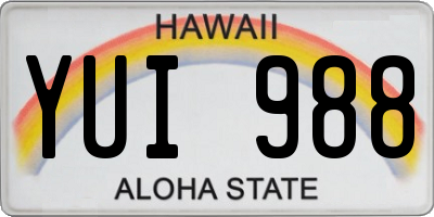 HI license plate YUI988