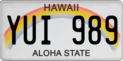 HI license plate YUI989
