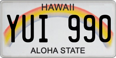 HI license plate YUI990