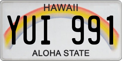 HI license plate YUI991
