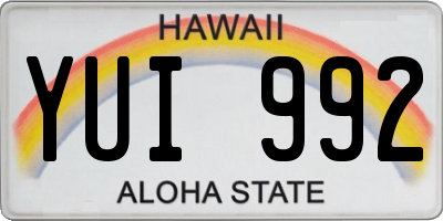 HI license plate YUI992