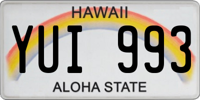 HI license plate YUI993