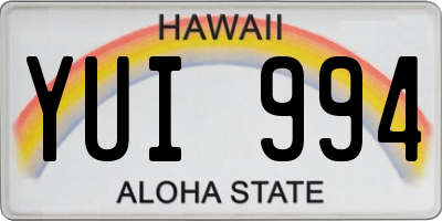 HI license plate YUI994
