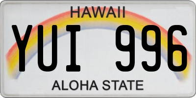 HI license plate YUI996