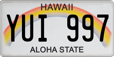 HI license plate YUI997