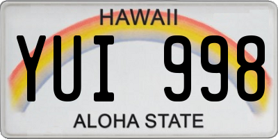 HI license plate YUI998