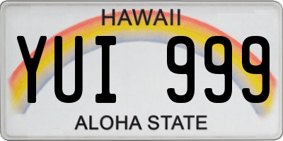 HI license plate YUI999