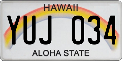 HI license plate YUJ034