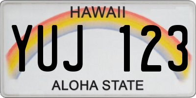 HI license plate YUJ123
