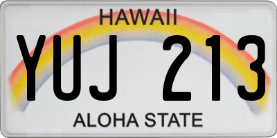 HI license plate YUJ213