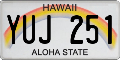 HI license plate YUJ251