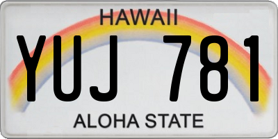 HI license plate YUJ781