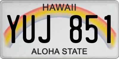 HI license plate YUJ851